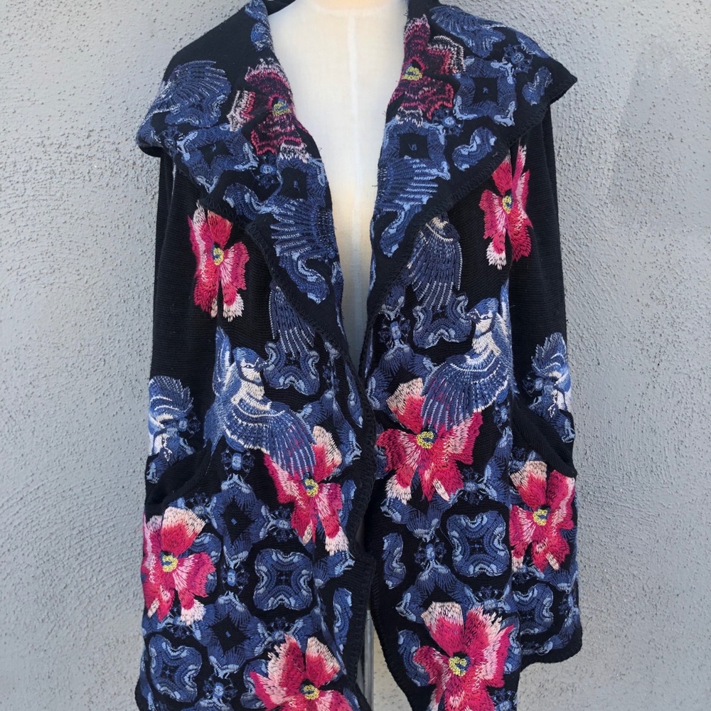 Johnny Was embroidered sweater jacket size S